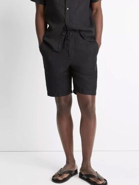 Vince Linen Blend Black Shorts Size 36